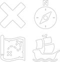 bundle of 4 treasure map icons in bold black line art Royalty Free Stock Photo