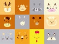 bundle of twelve cute little animals heads characters