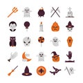 Bundle of twenty five halloween set collection icons
