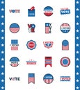 Bundle of twenty usa presidential election icons Royalty Free Stock Photo