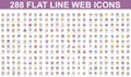 Bundle vector flat line icons concept.