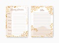 Bundle of weekly planner and list for notes templates decorated by colorful paint stains. Printable pages for diary or