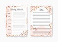 Bundle of weekly planner and notes page templates decorated by colorful artistic scribble, daub and paint stains. Plan