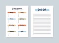 Bundle of weekly planner and to-do-list templates with headings highlighted by brushstrokes. Printable daily plan