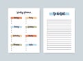 Bundle of weekly planner and to-do-list templates with headings highlighted by brushstrokes. Printable daily plan