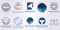 Bundle whale tail set logo vector illustration design, wild ocean animal Royalty Free Stock Photo