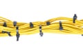 Bundle of yellow cables with black cable ties Royalty Free Stock Photo
