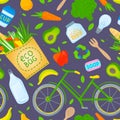 Bundle of zero waste vector illustrations and pattern Royalty Free Stock Photo