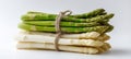 The Bundled Asparagus Showcasing Fresh Green and White Varieties AI generated image Royalty Free Stock Photo