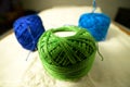 Bundles of colorful knitting yarn, India. Royalty Free Stock Photo