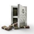 Bundles of 100 New Zealand dollar in Steel safe box
