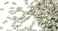 Bundles of one hundred dollar bills falling on transparent background Royalty Free Stock Photo
