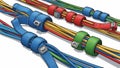 Colorful electrical cables bundled with reusable fasteners for organization Royalty Free Stock Photo