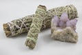 Bundles of Sage with a beautiful Spirit Quartz Crystal