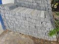 Bundles of small rectangular shaped granite tiles