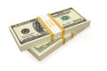 Bundles of US 100 dollars banknotes isolated on white. 3d rendering Royalty Free Stock Photo
