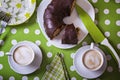 Bundt Cake And Two Cups Of Coffee