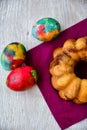 Bundt easter marble cake, easter eggs Royalty Free Stock Photo