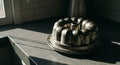 Bundt Pan Still Life: Dramatic Light on Kitchen Countertop Royalty Free Stock Photo
