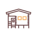 Bungalow camping house made of wood. Vector thin line icon illustration Royalty Free Stock Photo