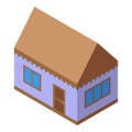 Bungalow house icon isometric vector. Tropical sea Royalty Free Stock Photo