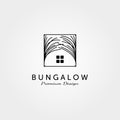 Bungalow house nature logo line art vector symbol illustration design