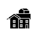 Bungalow icon, vector illustration, black sign on isolated background