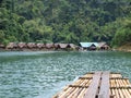 The bungalow and the raft on Chiew Lan lake, Thailand Royalty Free Stock Photo