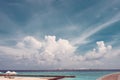 Bungalow on stilts in the water, amazing tropical nature. Maldives resort Royalty Free Stock Photo