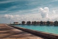 Bungalow on stilts in the water, amazing tropical nature. Maldives resort Royalty Free Stock Photo