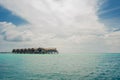 Bungalow on stilts in the water, amazing tropical nature. Maldives resort Royalty Free Stock Photo