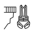 Bungee jumping and body harness black line icon. Extreme sport. High jump. Jump down. Pictogram for web page, mobile app, promo.