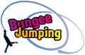 Bungee jumping colorful logo with a silhouette of a man