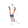 Bungee Jumping with Man Character Free Falling Down from Great Height Connected to Elastic Cord Vector Illustration Royalty Free Stock Photo