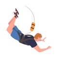 Bungee Jumping with Man Character Free Falling Down from Great Height Connected to Elastic Cord Vector Illustration Royalty Free Stock Photo