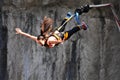 Bungee jumps, extreme and fun sport. Royalty Free Stock Photo