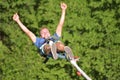 Bungee jumps, extreme and fun sport. Royalty Free Stock Photo