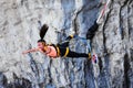 Bungee jumps, extreme and fun sport. Royalty Free Stock Photo