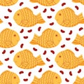 Bungeoppang vector seamless pattern drawn in cartoon style