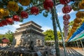 Bunhwangsa temple with ancient three stories stone pagoda and colourful lanterns in Gyeongju South Korea Royalty Free Stock Photo