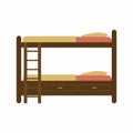 Bunk bed cartoon vector illustration. Hostel, college dormitory interior element. Bedroom furniture flat color object isolated on