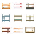 Bunk bed icons set flat vector isolated