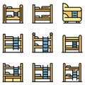 Bunk bed icons set vector flat