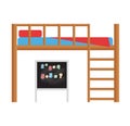 Bunk bed isolated vector illustration.