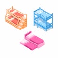 Bunk Bed Isometric Collection Set Illustration Vector Royalty Free Stock Photo