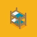 Bunk bed vector illustration in isometric design