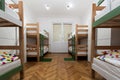 Bunk beds in a hostel room Royalty Free Stock Photo