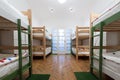 Bunk beds in a hostel room Royalty Free Stock Photo