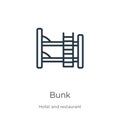 Bunk icon. Thin linear bunk outline icon isolated on white background from hotel collection. Line vector bunk sign, symbol for web