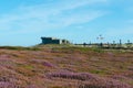 Bunker and battleship anchor memorial of WWII Atlantic Battle at the Pointe de Penhir in Brittany